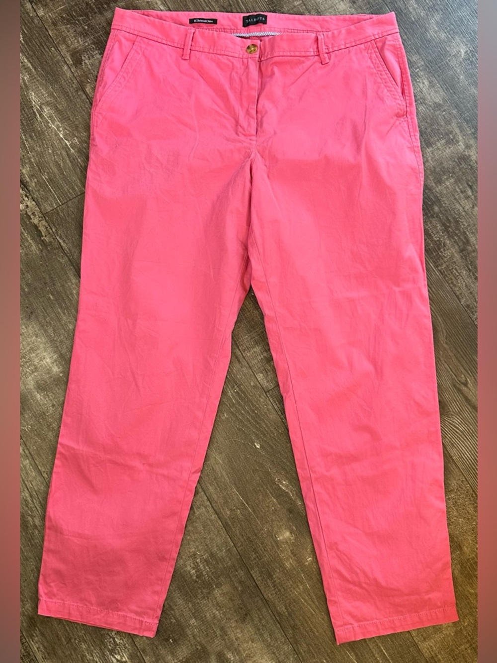 Talbots Relaxed Chino Pants Pink Cotton Size 16
